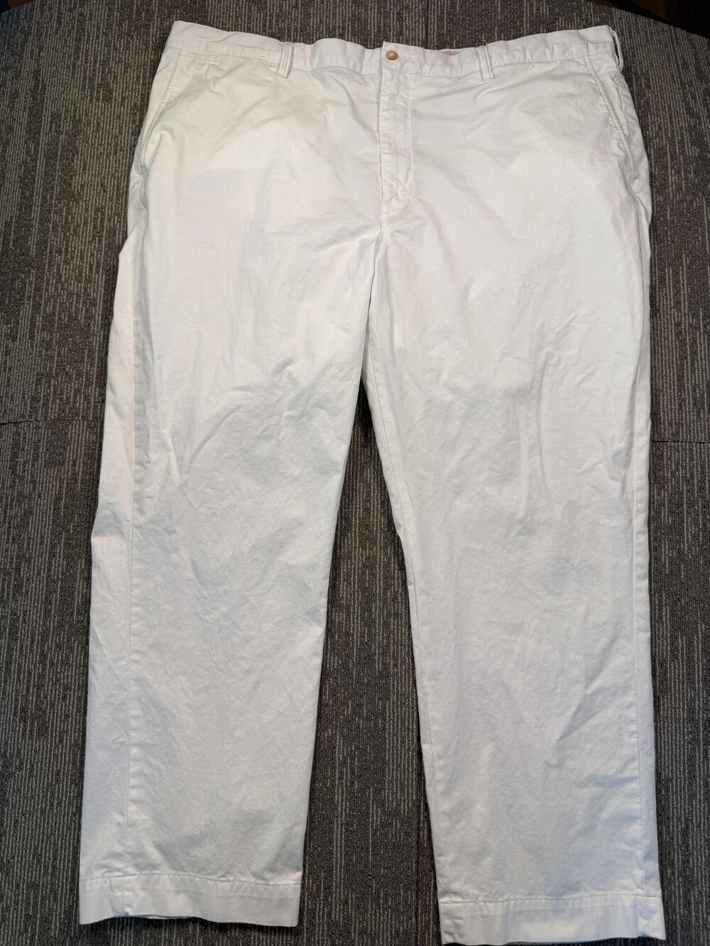Polo Ralph Lauren Pants Mens 46x30 White Stretch Chino Flat Front Straight Leg